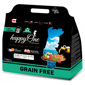 Средиземноморска храна HappyOne MEDITERRANEUM Light & Senior за кучета над 5 години от всички породи с пилешко месо, сардини, зехтин, яйца и нар